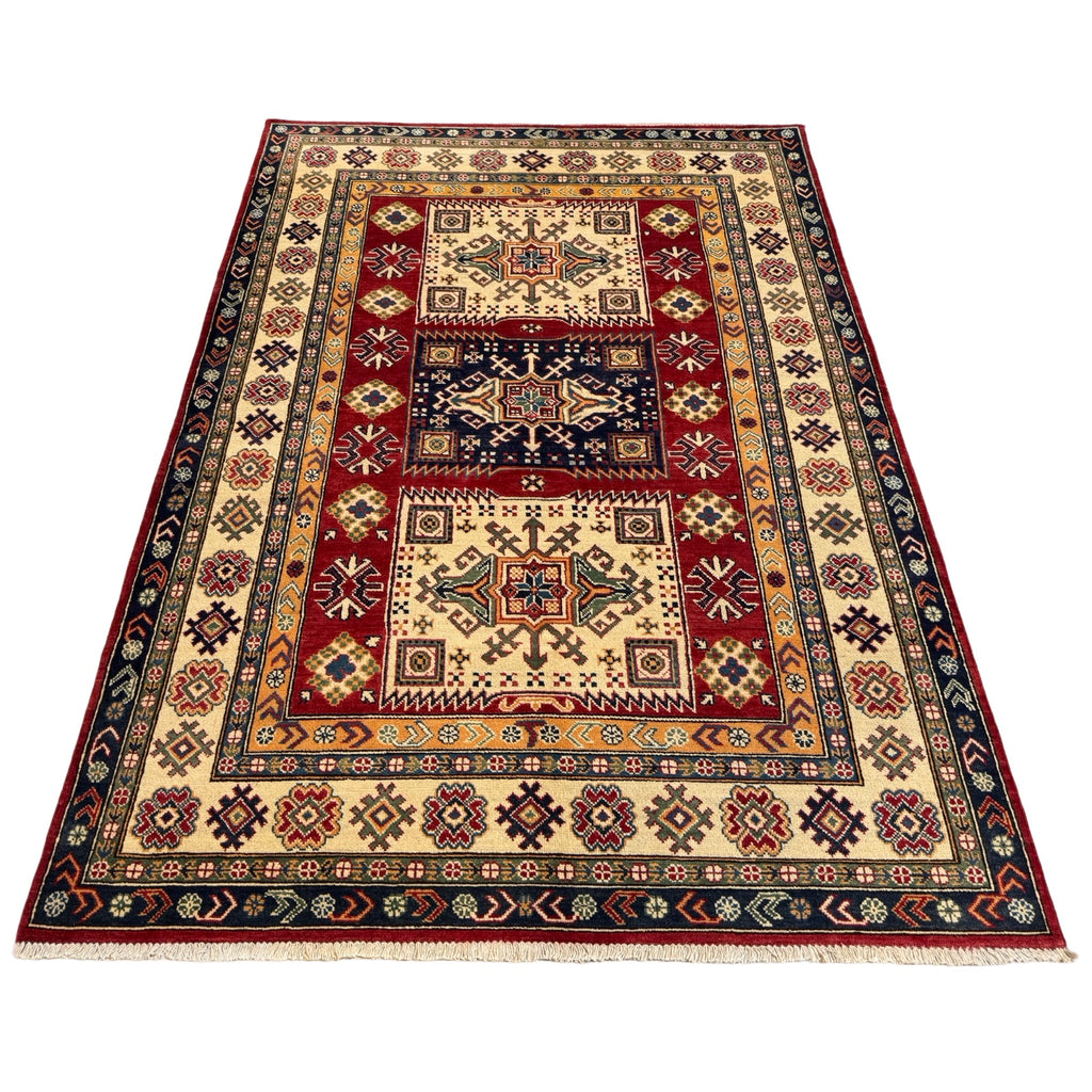 238 x 166 cm Hand Knotted Afghan Kazak Wool Rug