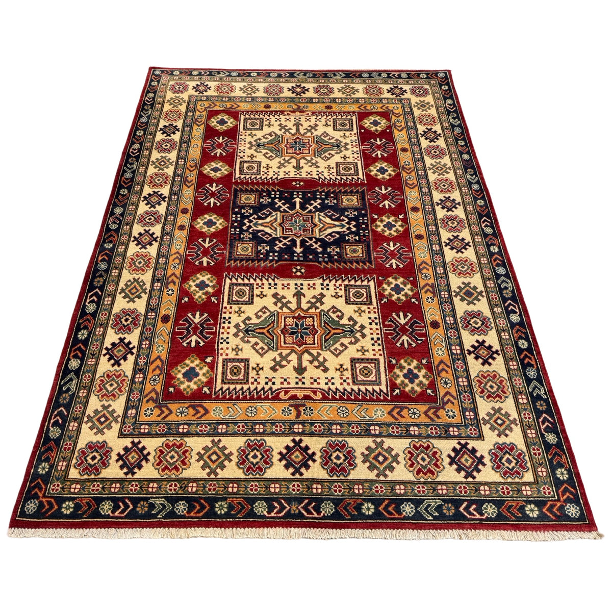 238 x 166 cm Hand Knotted Afghan Kazak Wool Rug