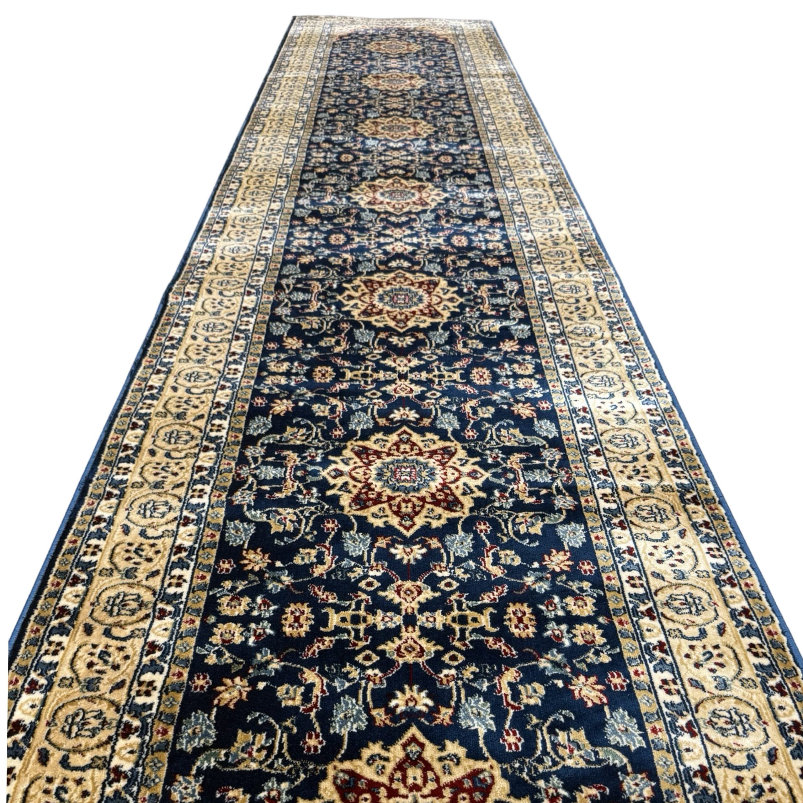 400 x 80cm Turkish Machine Made Kashan Runner Rug