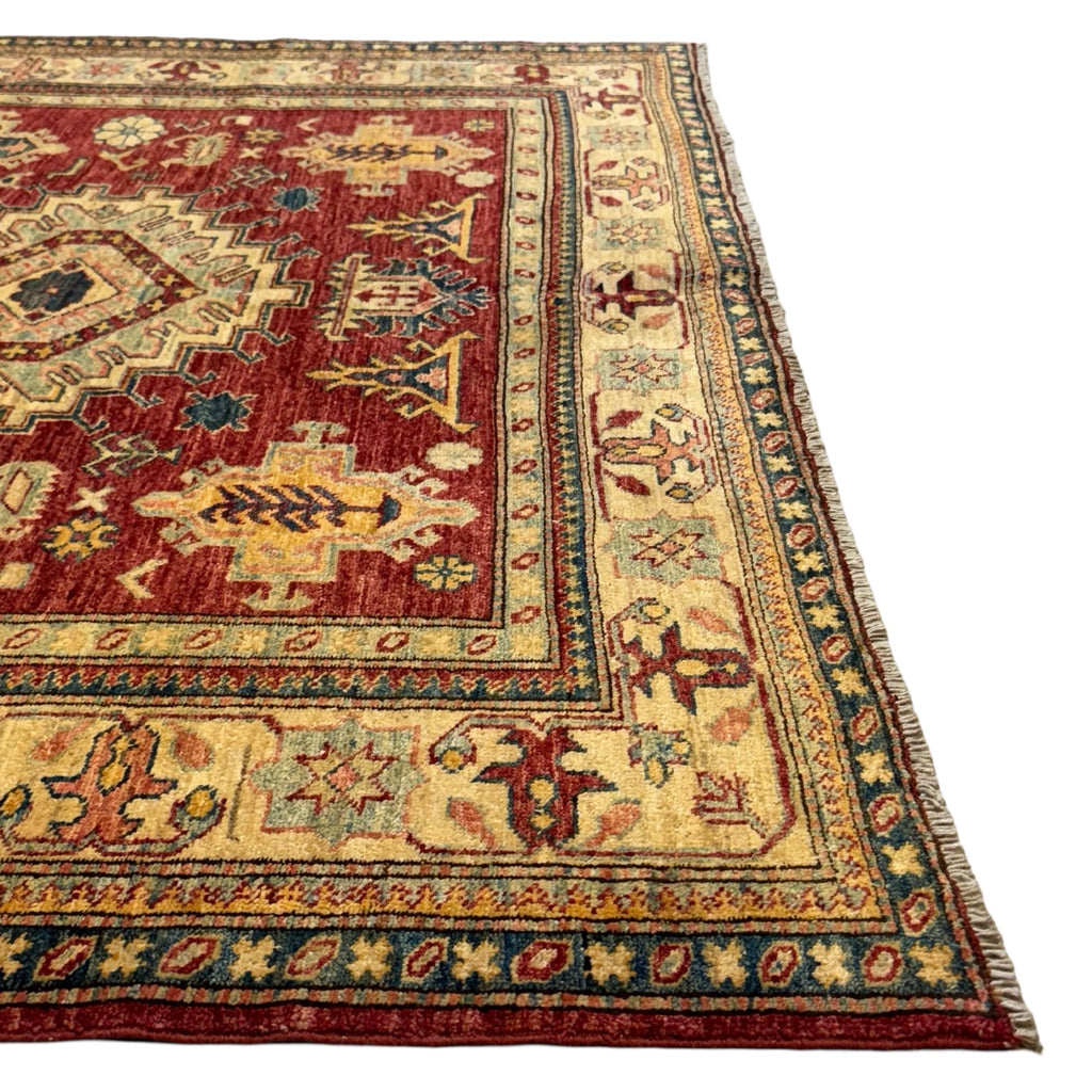 243 x 185 cm Hand Knotted Afghan Kazak Wool Rug