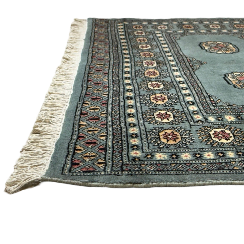 203 x 143 cm Hand-Knotted Karachi Bokhara – Blue Rug