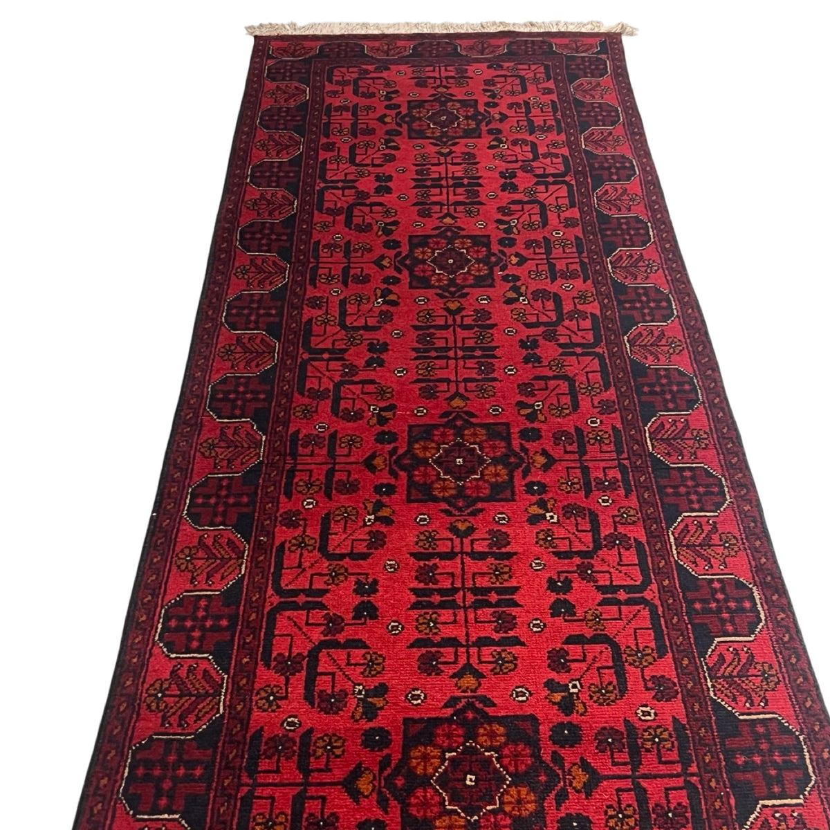 297 x 77 cm Handwoven Afghan Khal Mohammadi Runner Rug