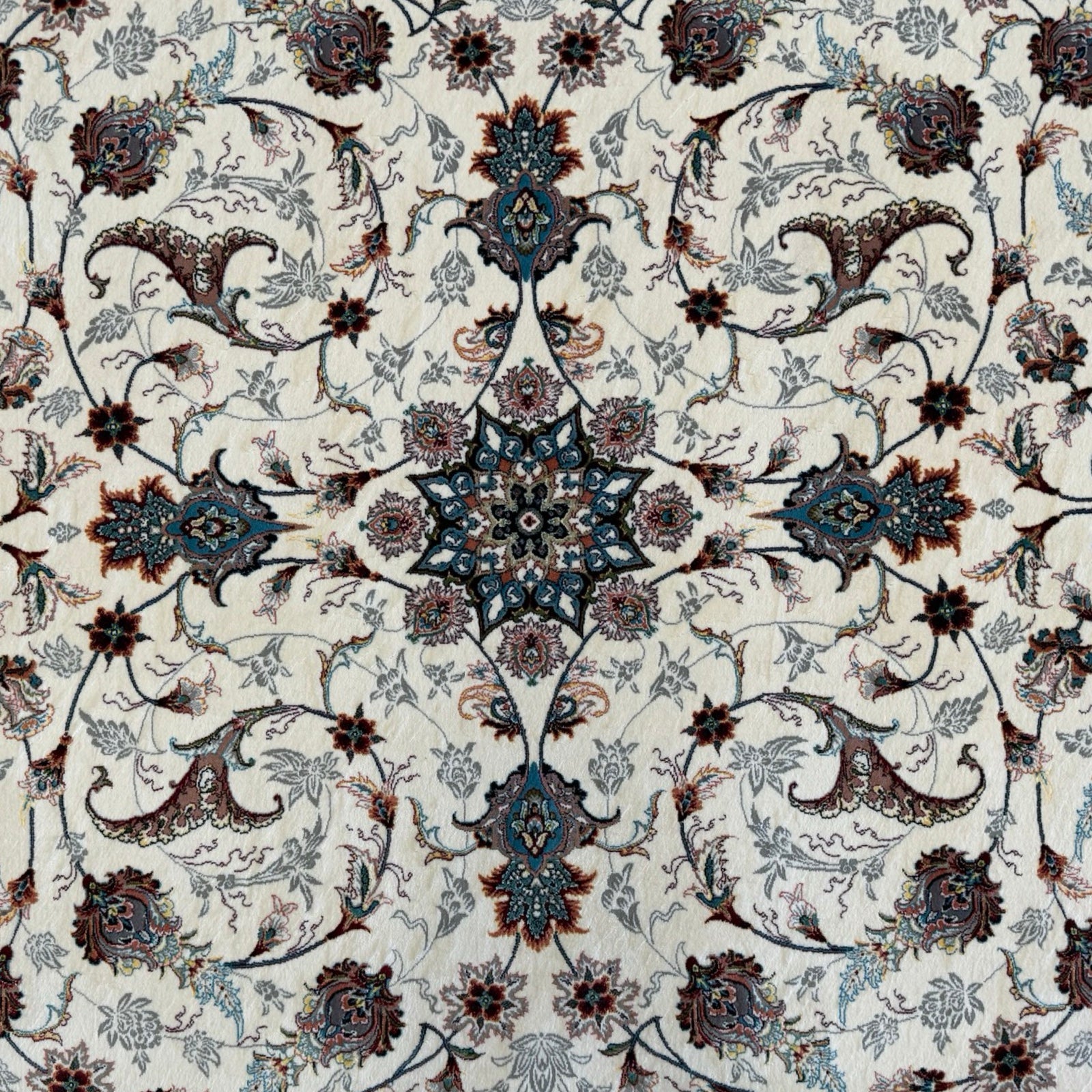 350 x 250 cm Persian Tabriz White Rug Polyester