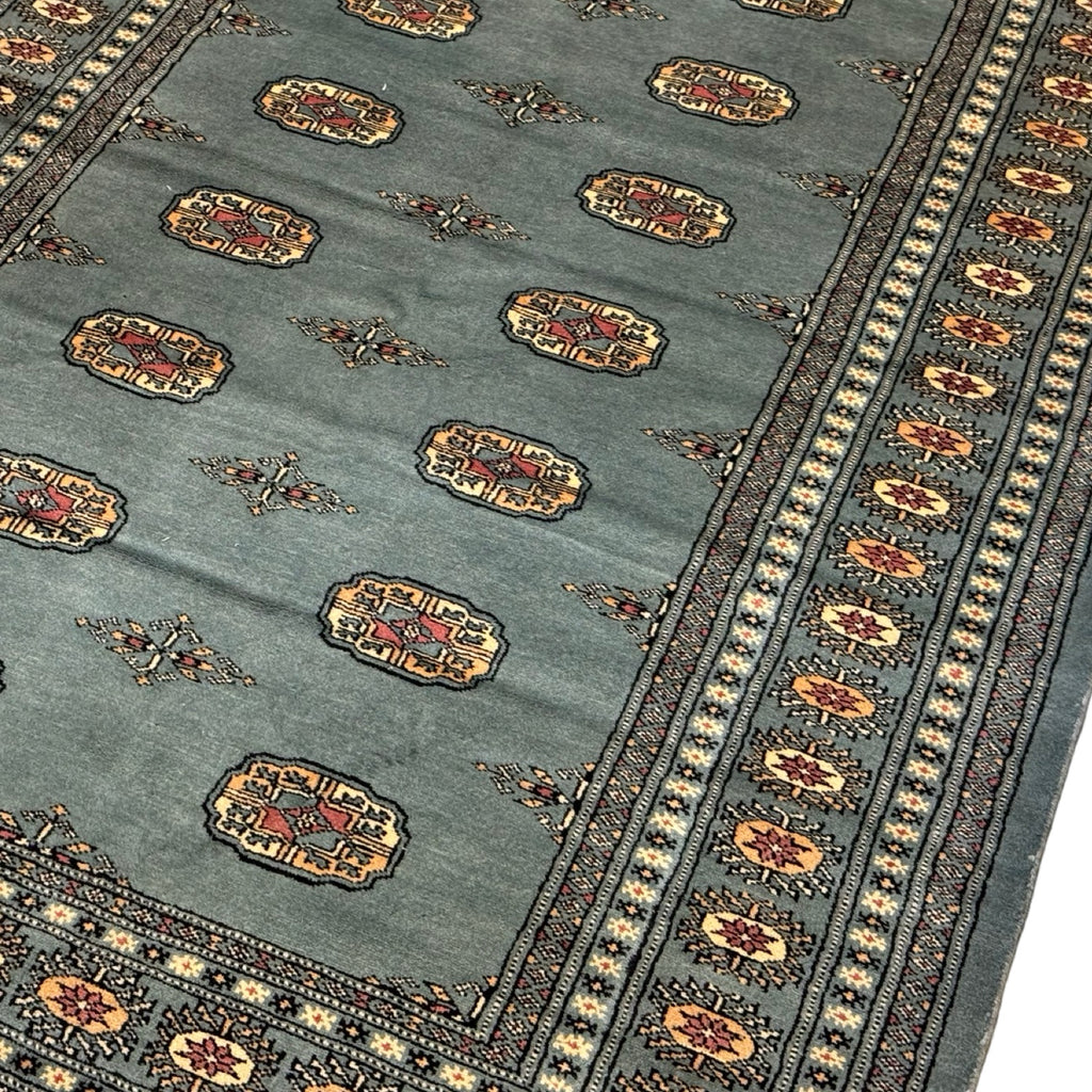 203 x 143 cm Hand-Knotted Karachi Bokhara – Blue Rug