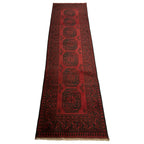 290 x 80 cm Hand Knotted Color Afghan Akche Wool Runner Rug