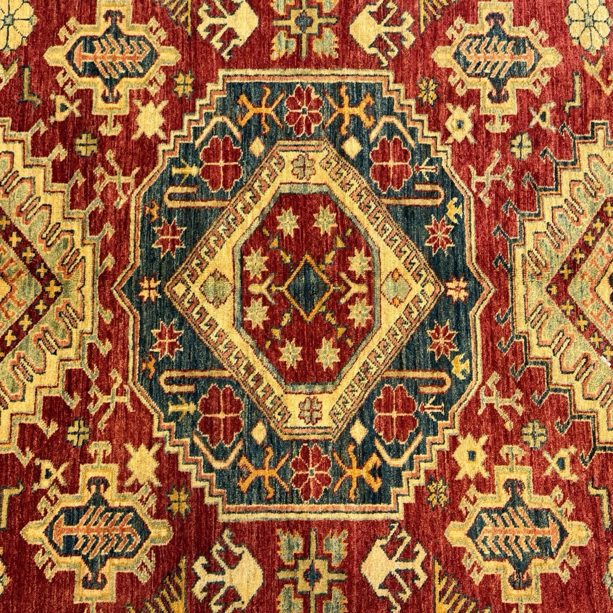 243 x 185 cm Hand Knotted Afghan Kazak Wool Rug