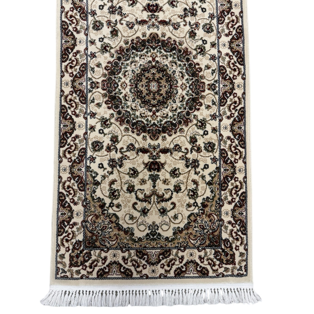 400 x 80cm Beige Persian Mashad Design Runner Rug