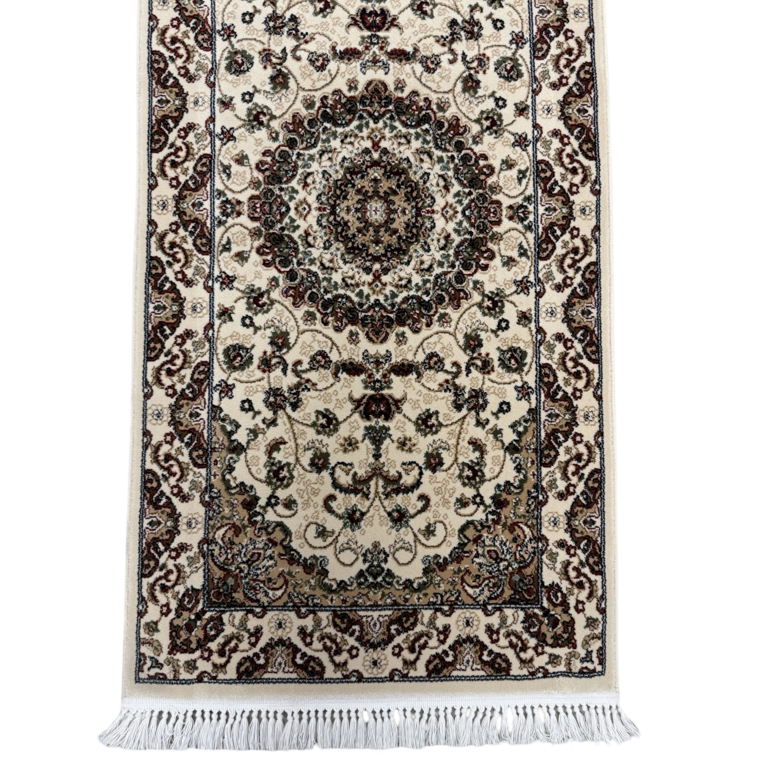 400 x 80cm Beige Persian Mashad Design Runner Rug