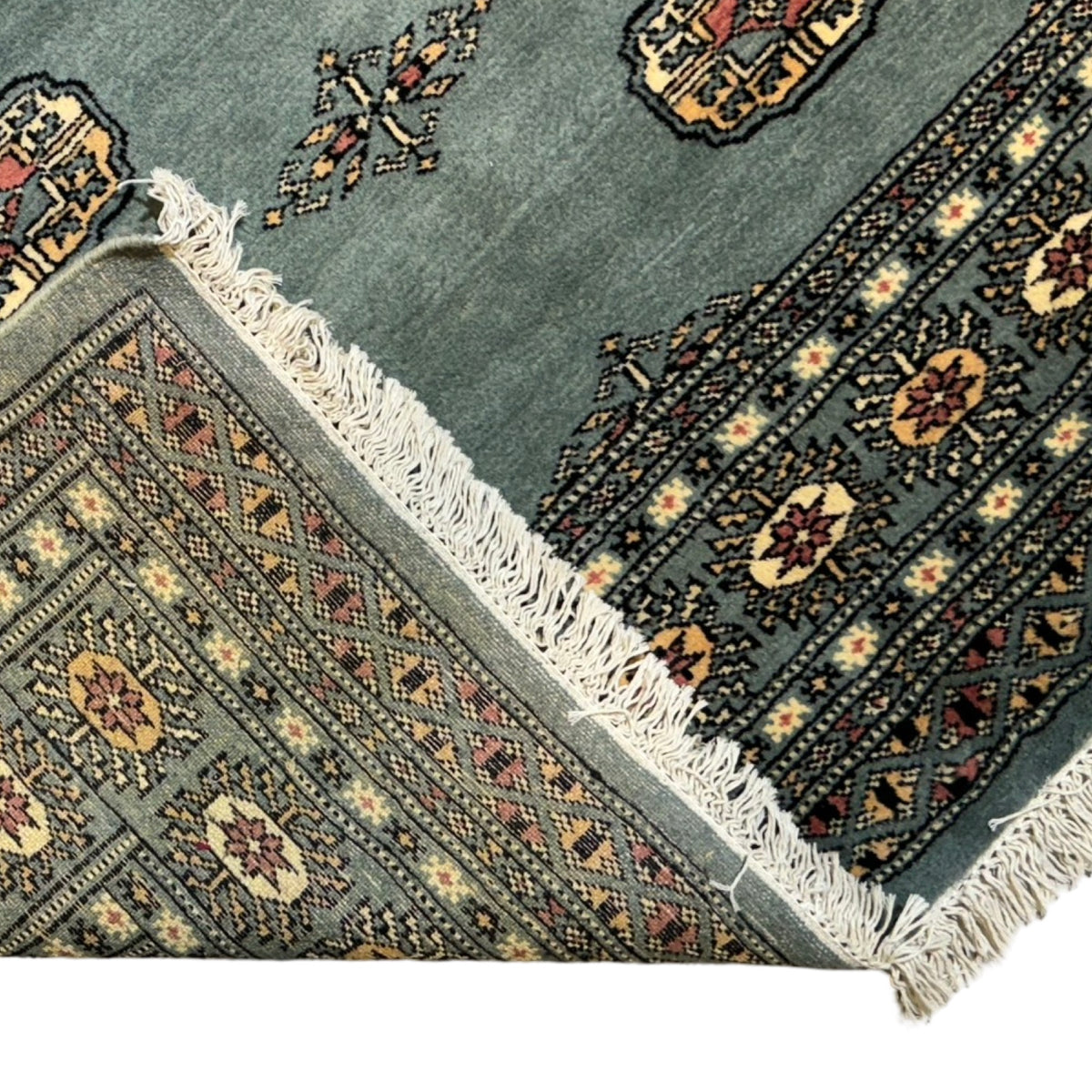 203 x 143 cm Hand-Knotted Karachi Bokhara – Blue Rug