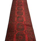 290 x 80 cm Hand Knotted Color Afghan Akche Wool Runner Rug
