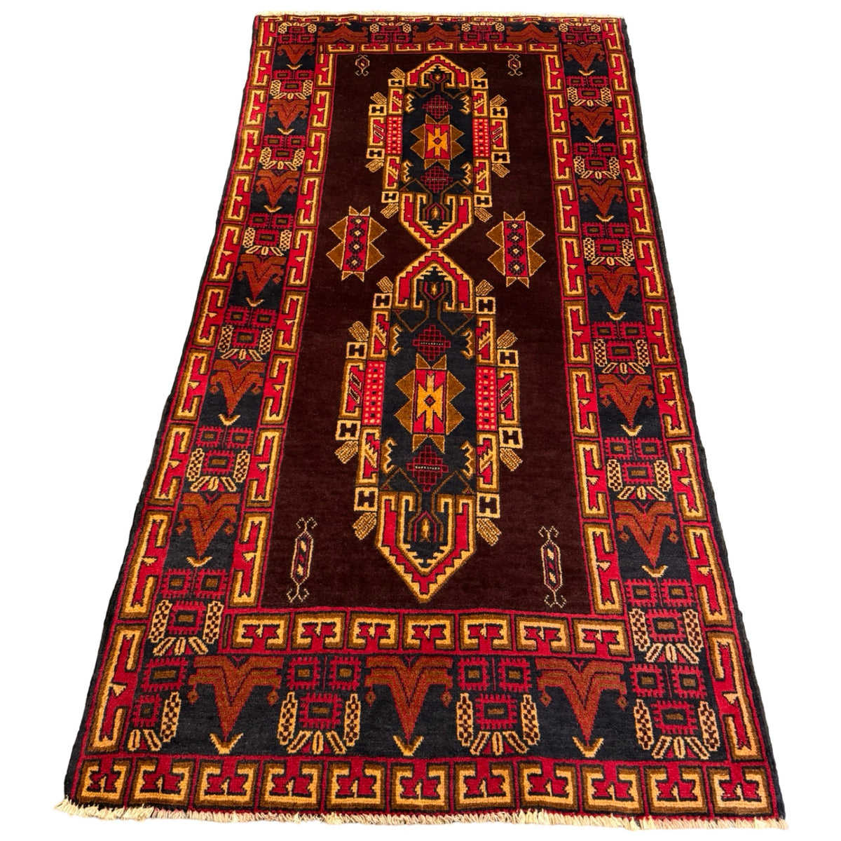 213 x 105 cm Vintage Tribal Handmade Afghan Baluch Rug