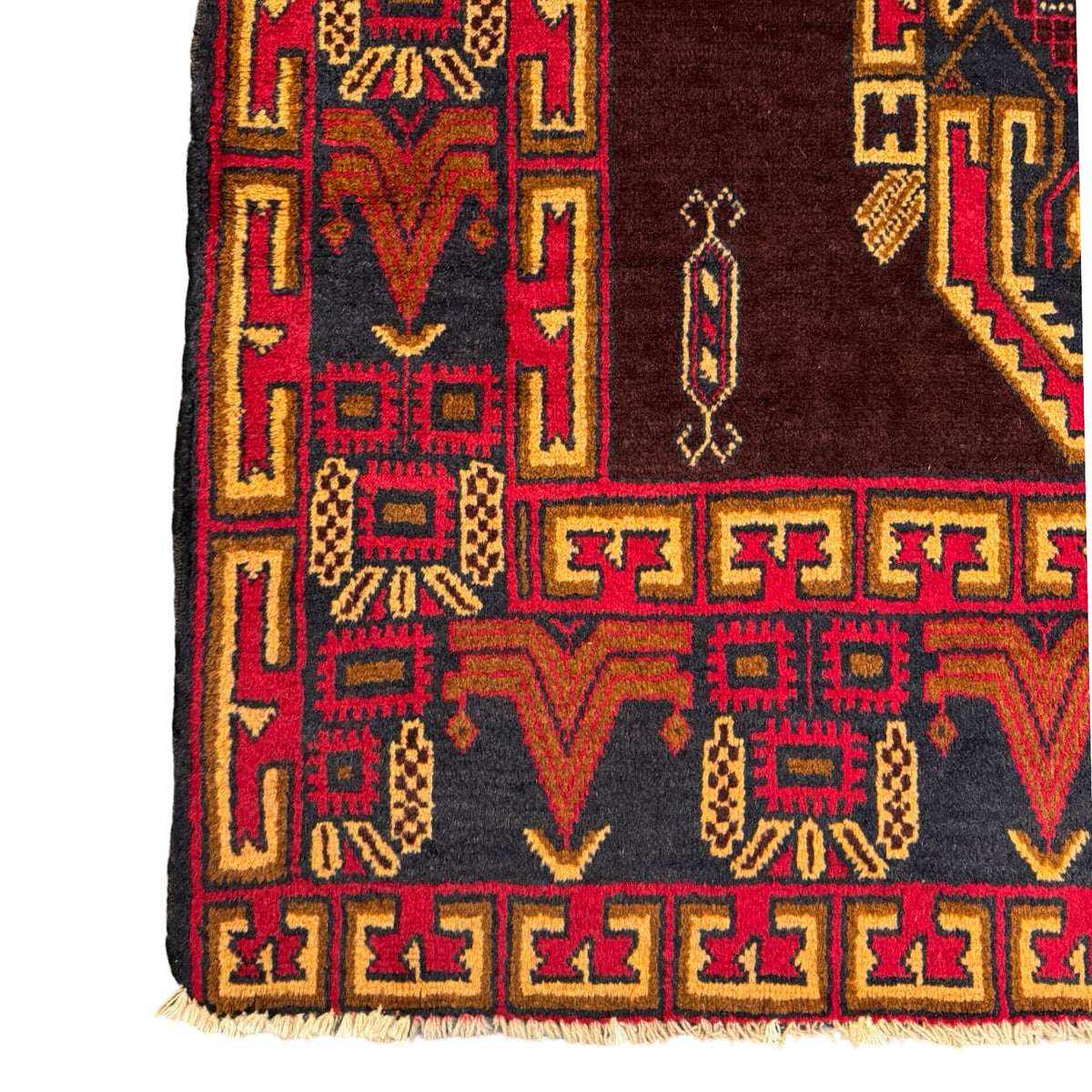 213 x 105 cm Vintage Tribal Handmade Afghan Baluch Rug