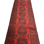 290 x 80 cm Hand Knotted Color Afghan Akche Wool Runner Rug