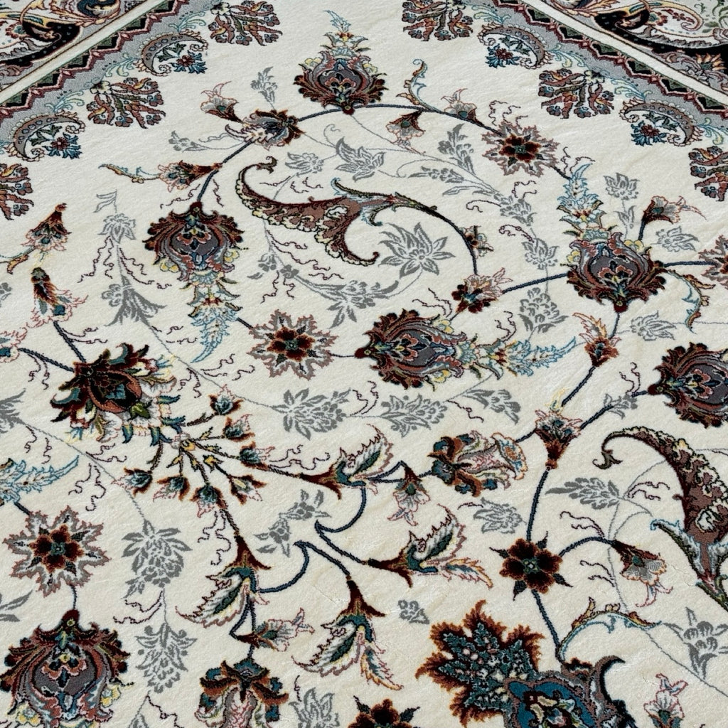 350 x 250 cm Persian Tabriz White Rug Polyester