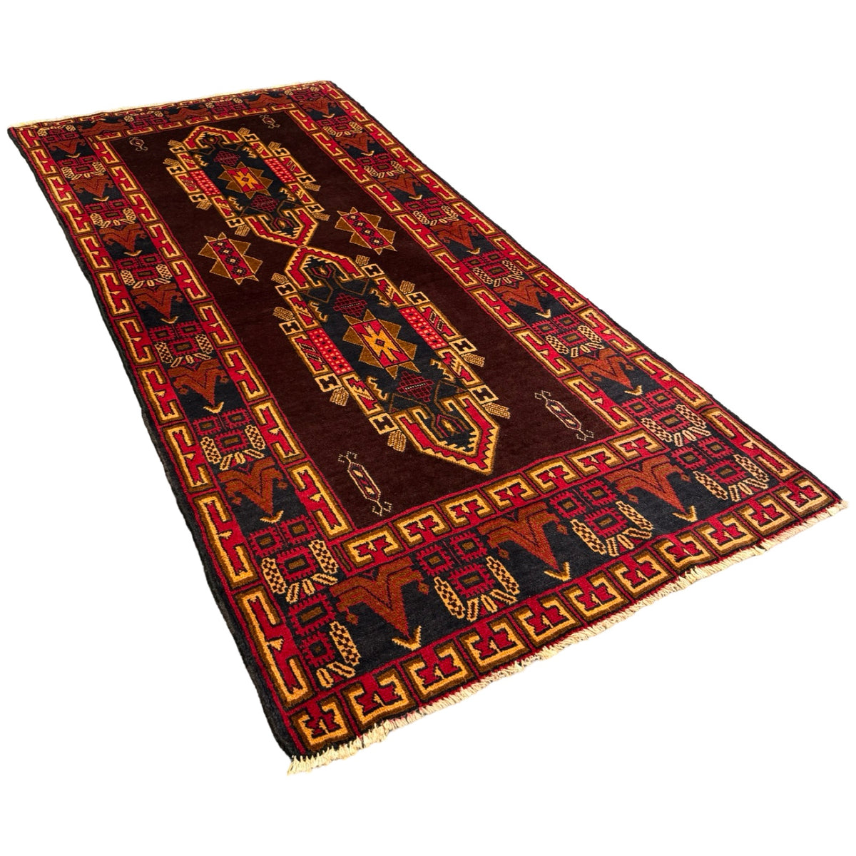 213 x 105 cm Vintage Tribal Handmade Afghan Baluch Rug