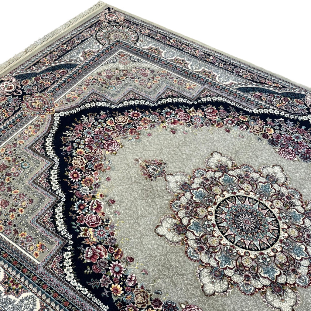 400 x 300 cm Persian Machine-Made Floral Mashad, Grey Rug