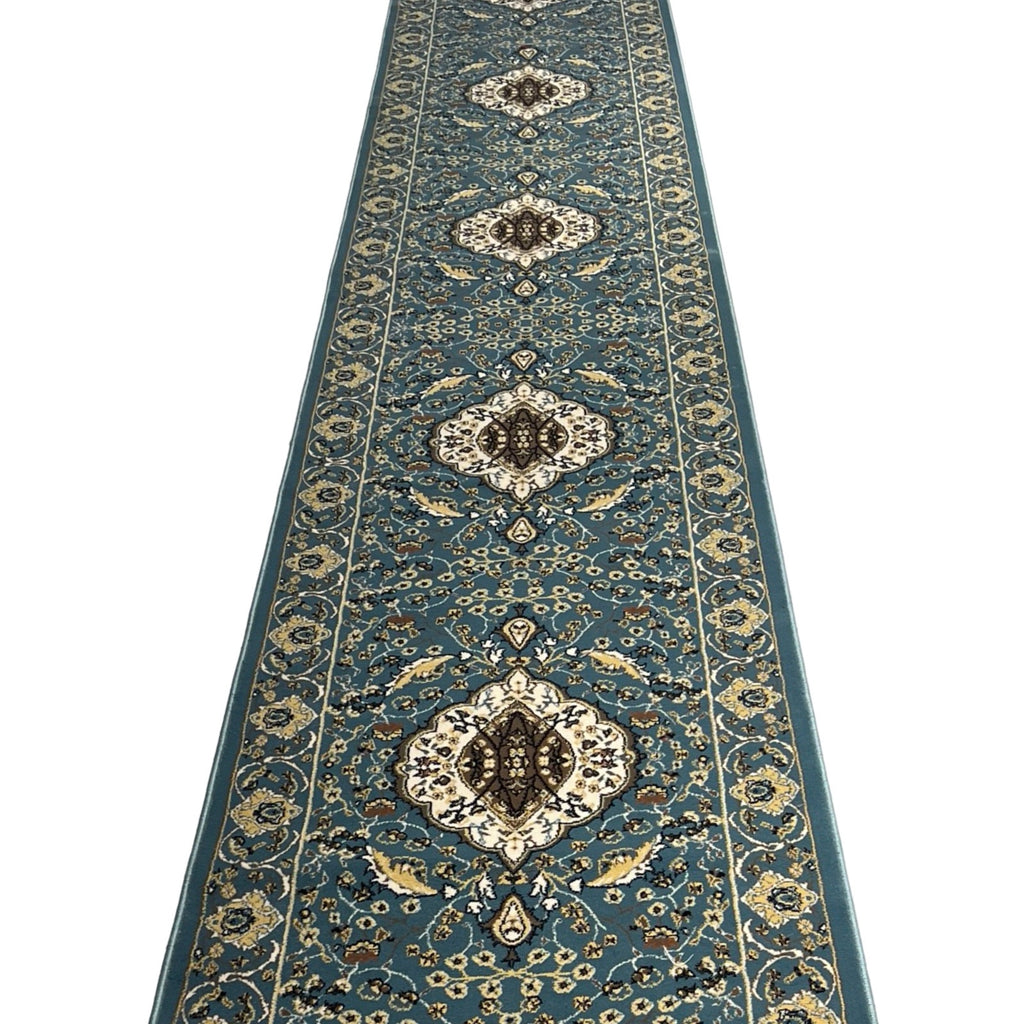 600 x 80cm Persian Design Machine Made, Blue Runner Rug