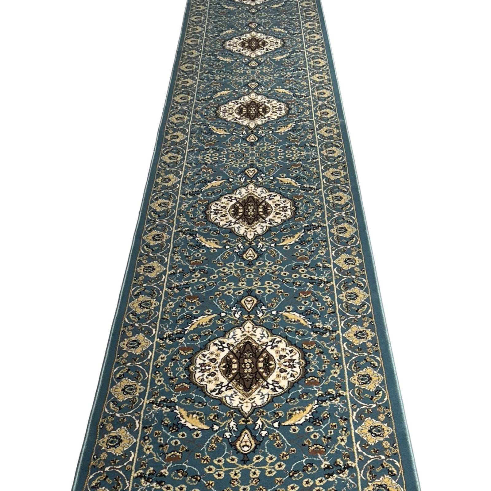 600 x 80cm Persian Design Machine Made, Blue Runner Rug