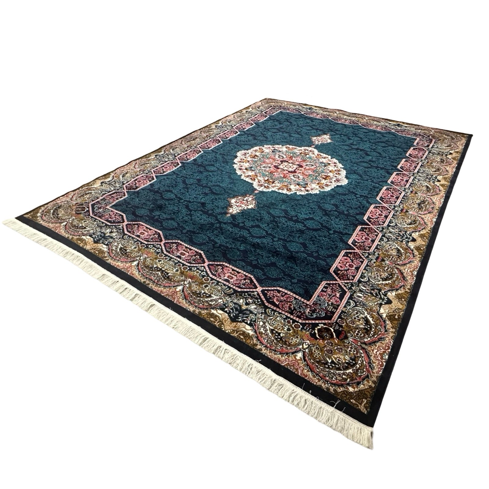 400 x 300 cm Persian Machine-Made Navy Kirman Design Rug