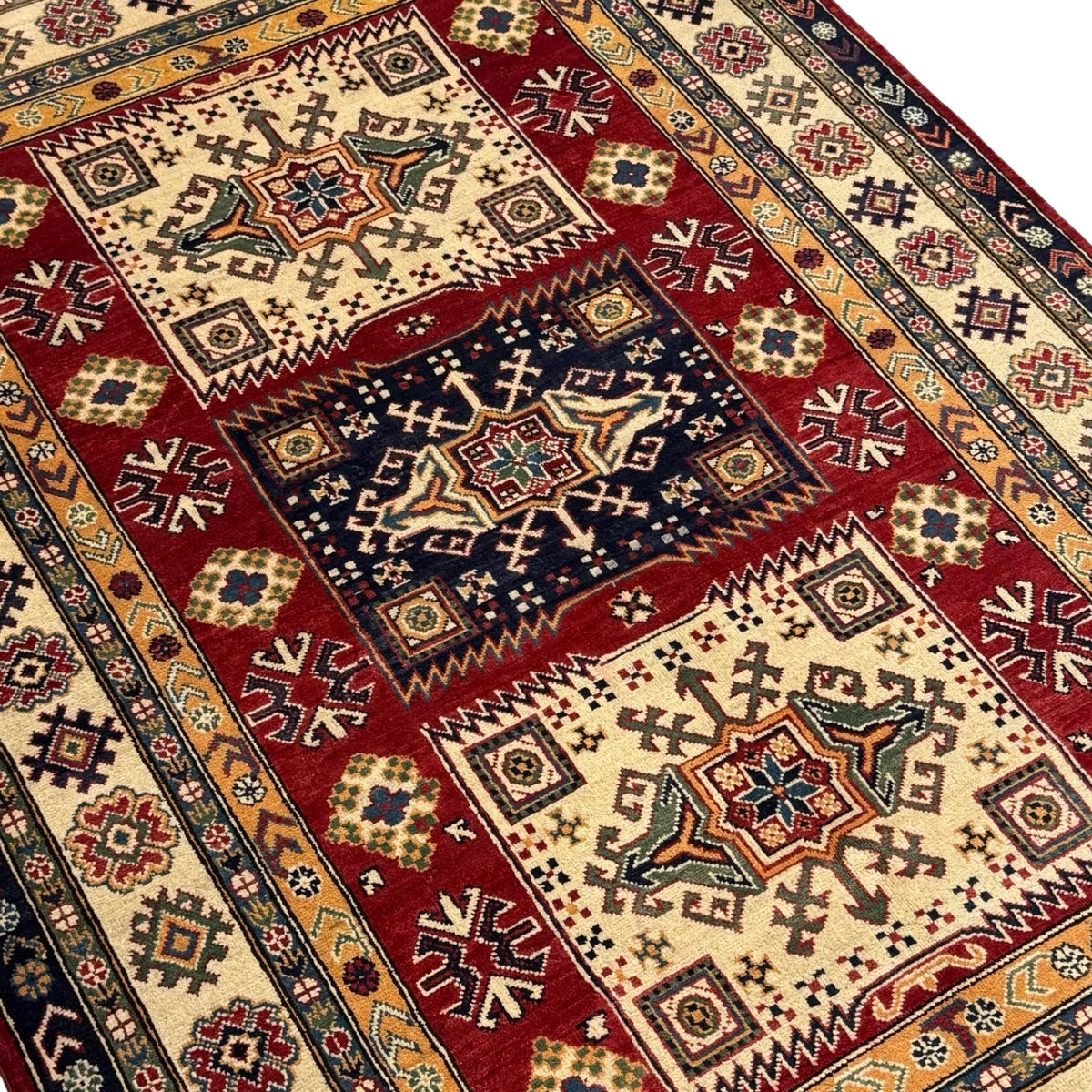 238 x 166 cm Hand Knotted Afghan Kazak Wool Rug