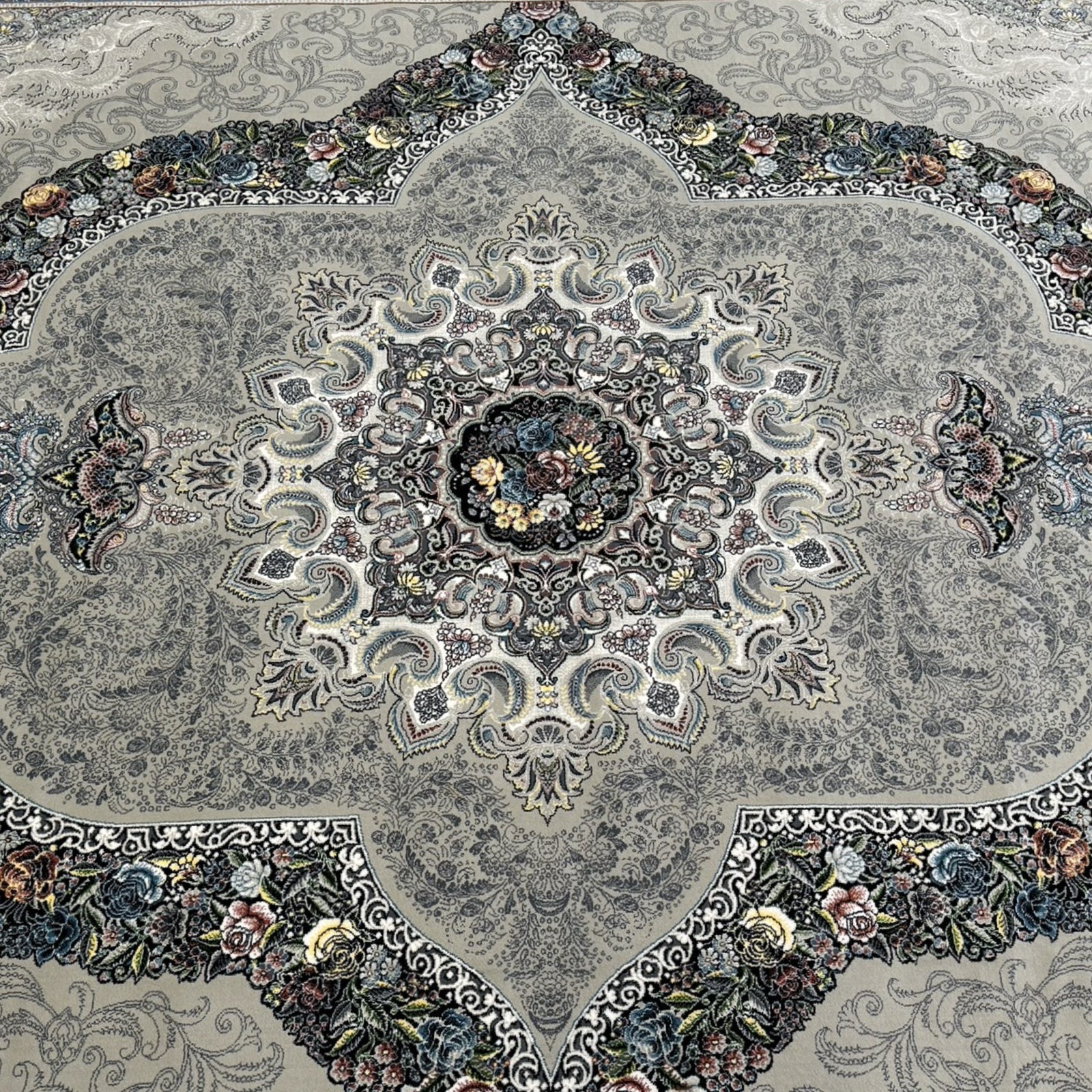 400 x 300 cm Persian Machine-Made Floral, Grey Rug