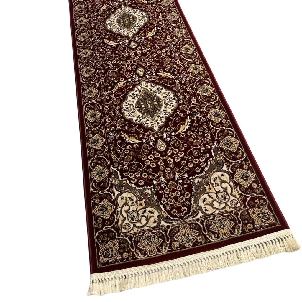 600 x 80cm Persian Mashad Machine Made, Red Runner Rug