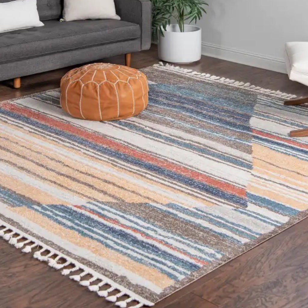 365 x 365 cm Large Size Square Modern Geometric Design – Multicolour Rug