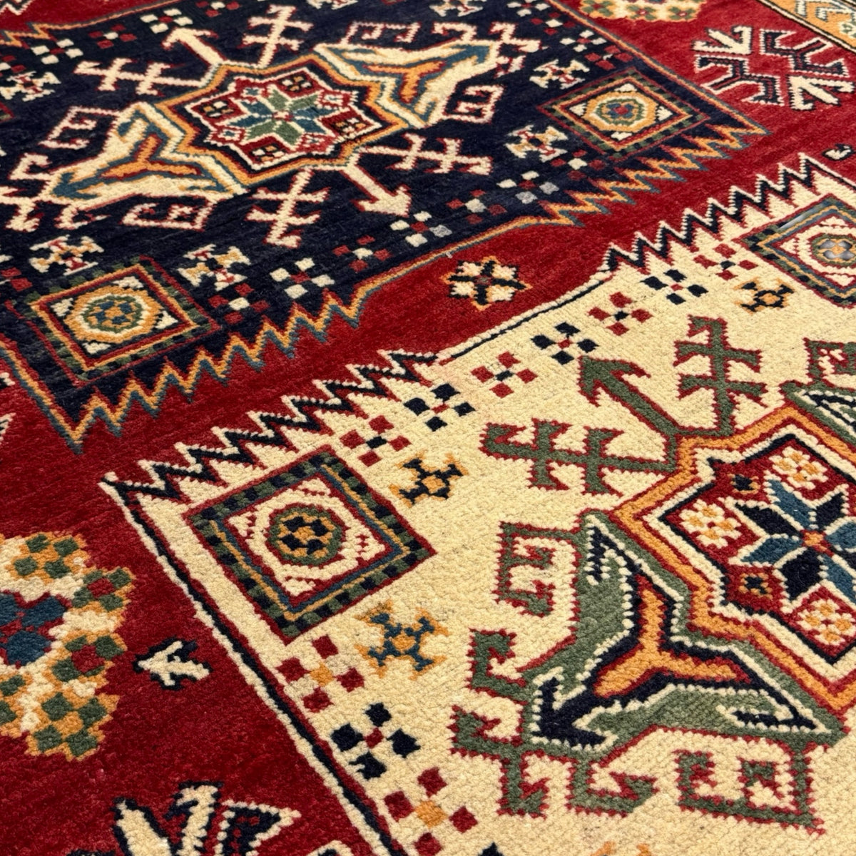 238 x 166 cm Hand Knotted Afghan Kazak Wool Rug