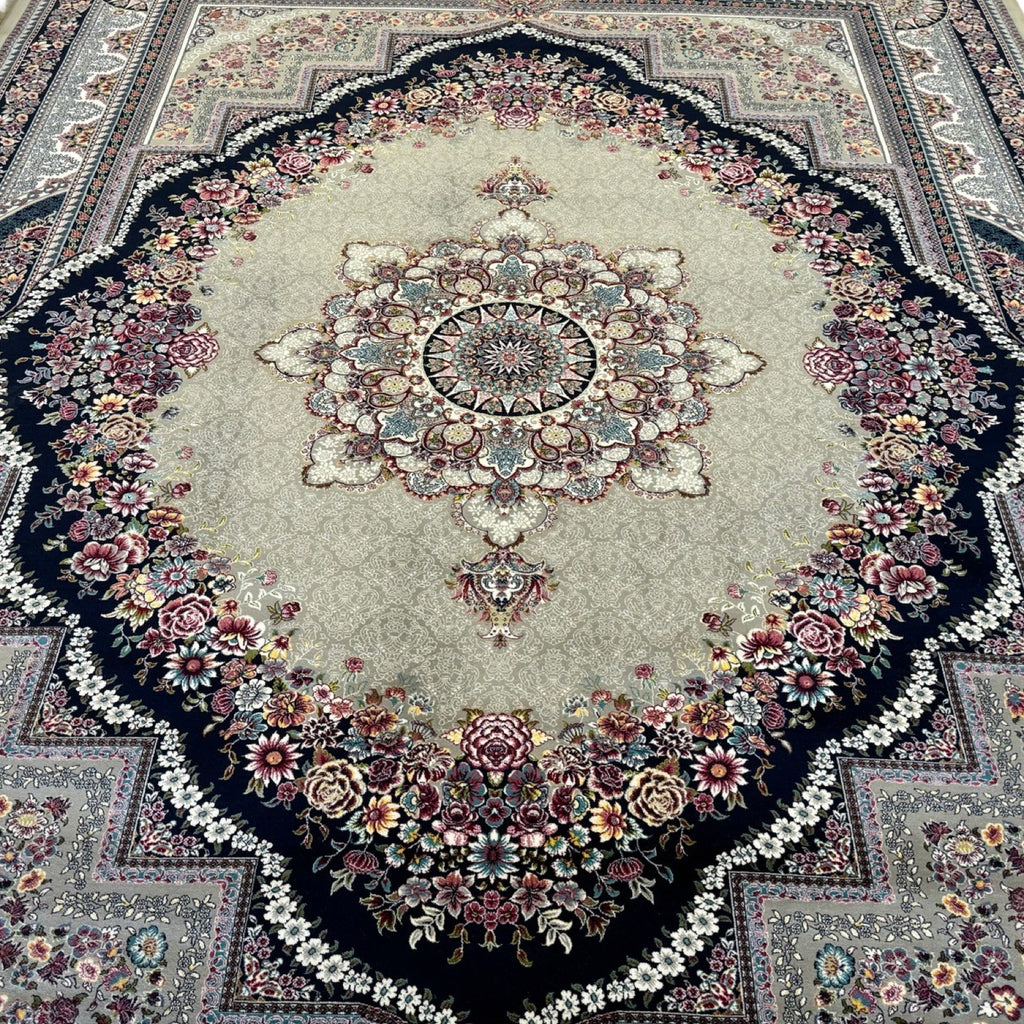 400 x 300 cm Persian Machine-Made Floral Mashad, Grey Rug
