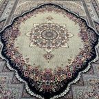 400 x 300 cm Persian Machine-Made Floral Mashad, Grey Rug