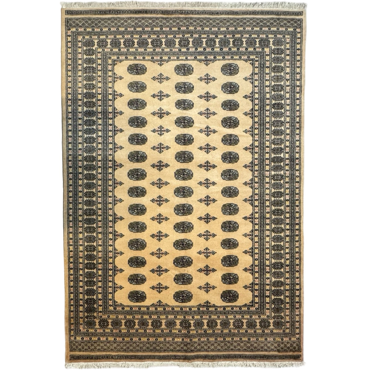 296 x 201 cm Hand-Knotted Karachi Bokhara – Beige Rug