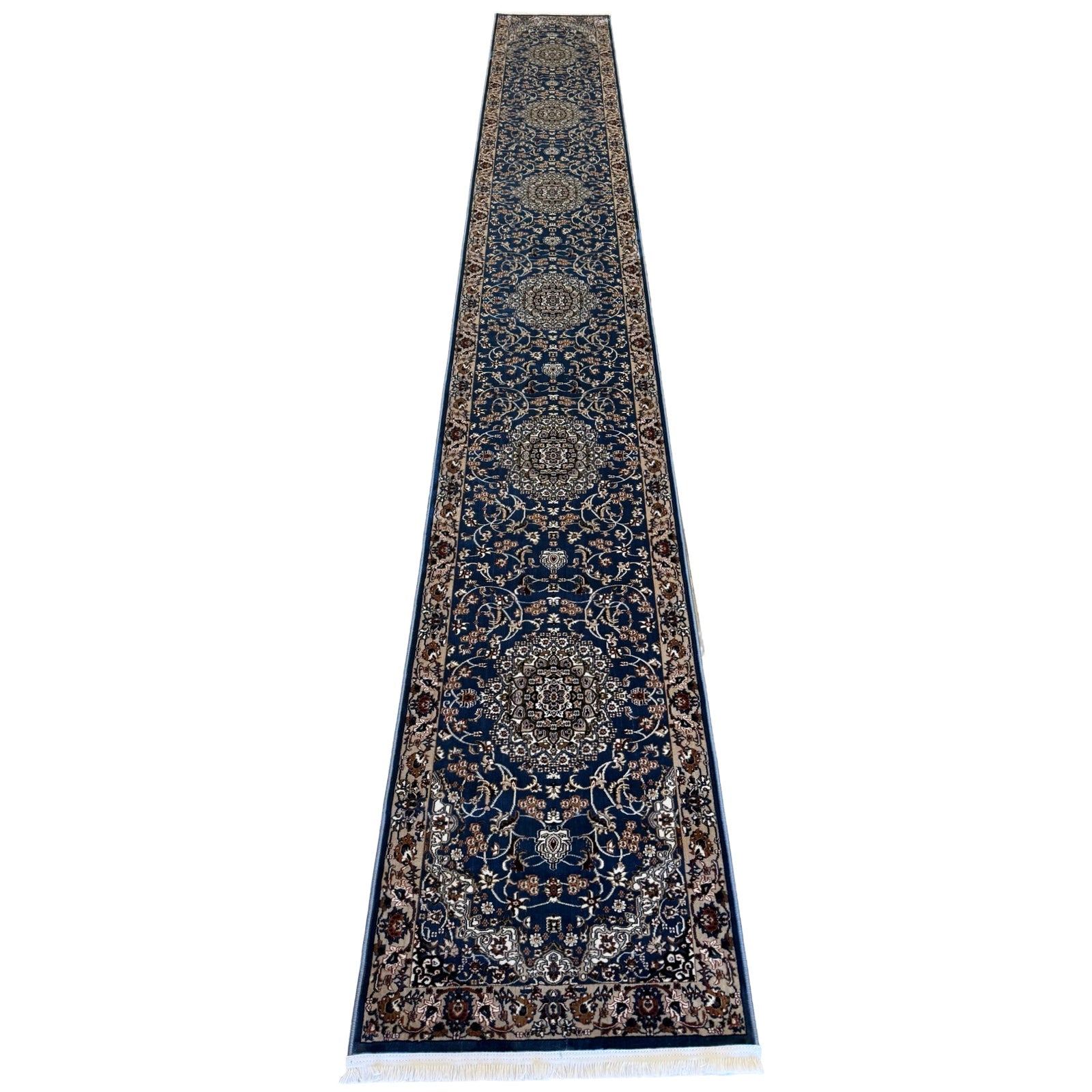600 x 80cm Royal Mashad – Blue Runner Rug