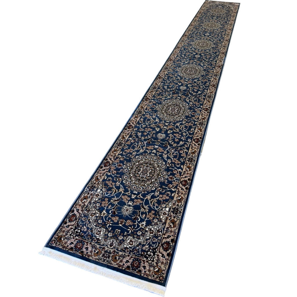 600 x 80cm Royal Mashad – Blue Runner Rug
