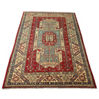 206 x 151 cm Hand Knotted Sun Washed Afghan Kazak – Wool Rug