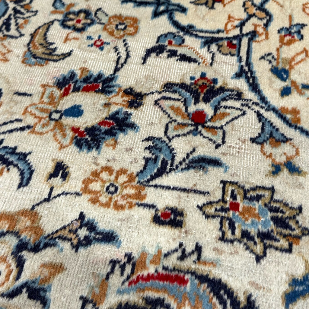 344 x 257 cm Hand Knotted Persian Cream Kashan Wool Rug