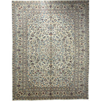 344 x 257 cm Hand Knotted Persian Cream Kashan Wool Rug