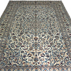 344 x 257 cm Hand Knotted Persian Cream Kashan Wool Rug