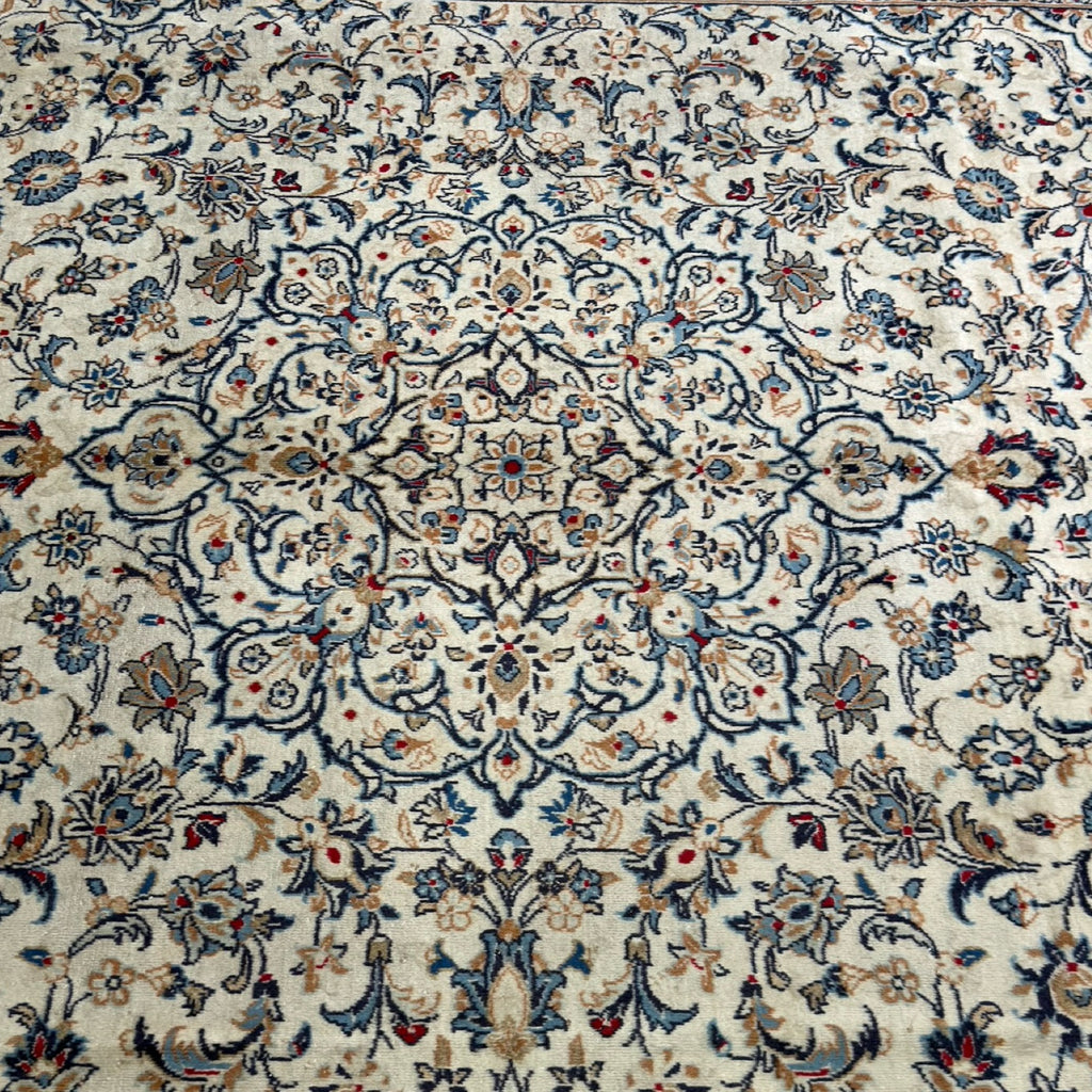 344 x 257 cm Hand Knotted Persian Cream Kashan Wool Rug