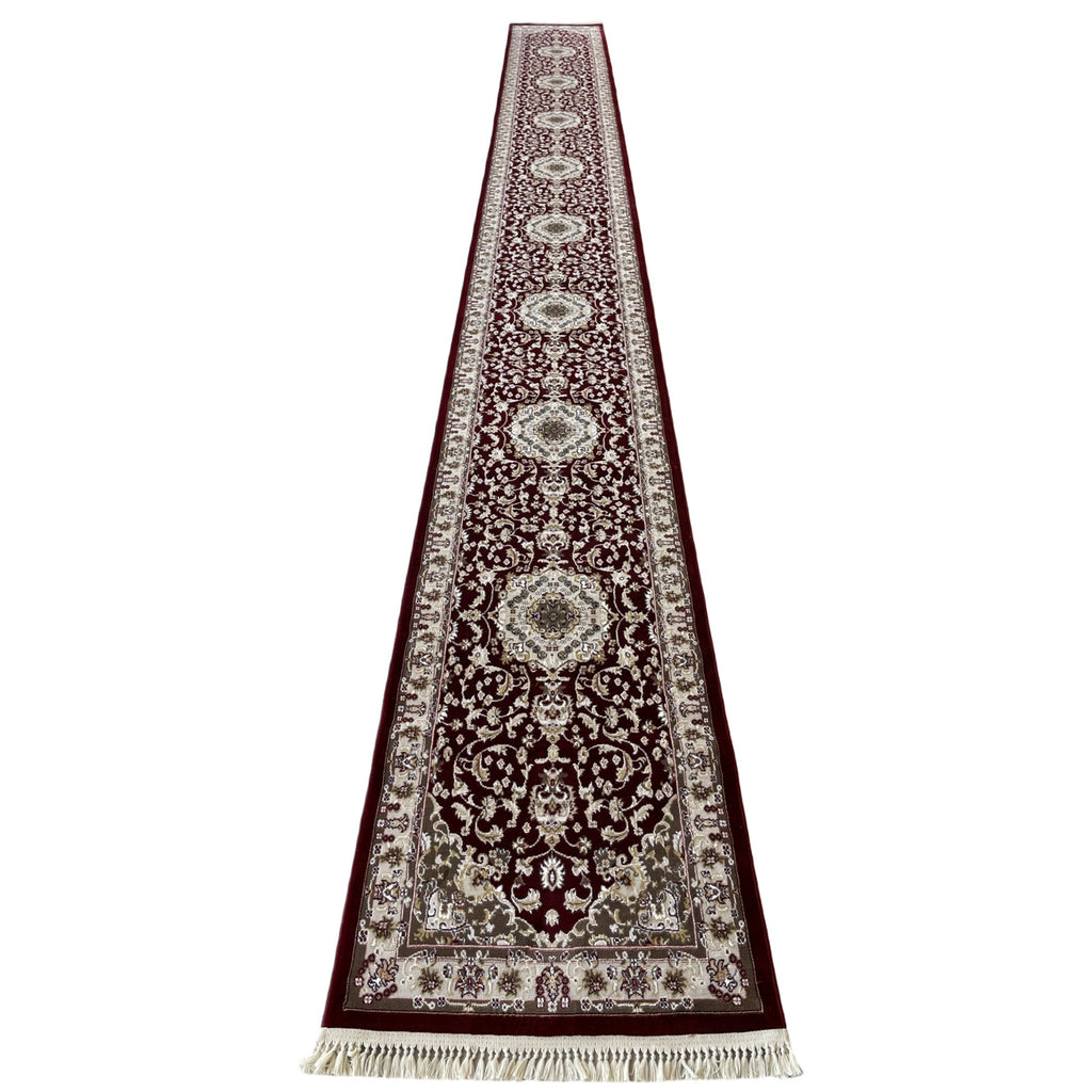 800 x 80cm Persian Kashan, Maroon Runner Rug