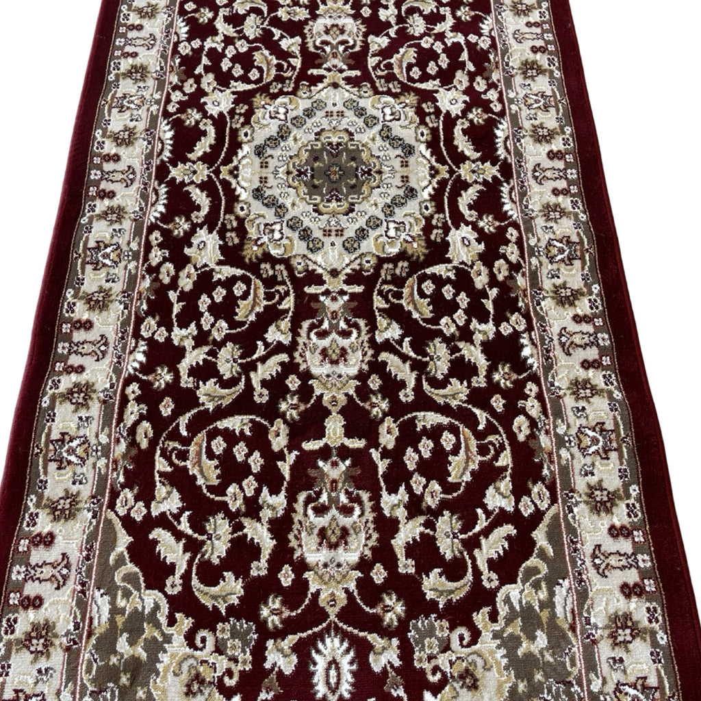 800 x 80cm Persian Kashan, Maroon Runner Rug