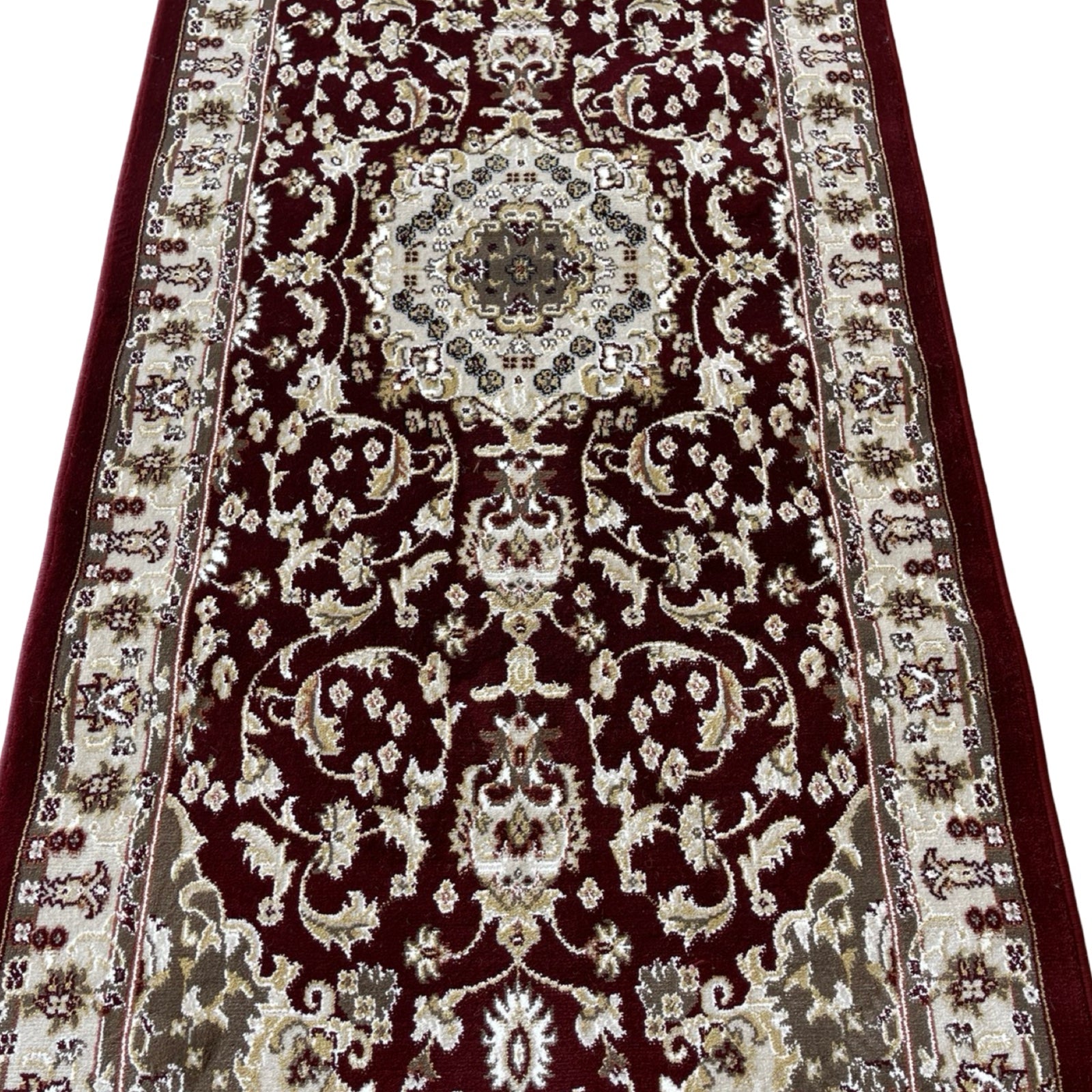 800 x 80cm Persian Kashan, Maroon Runner Rug