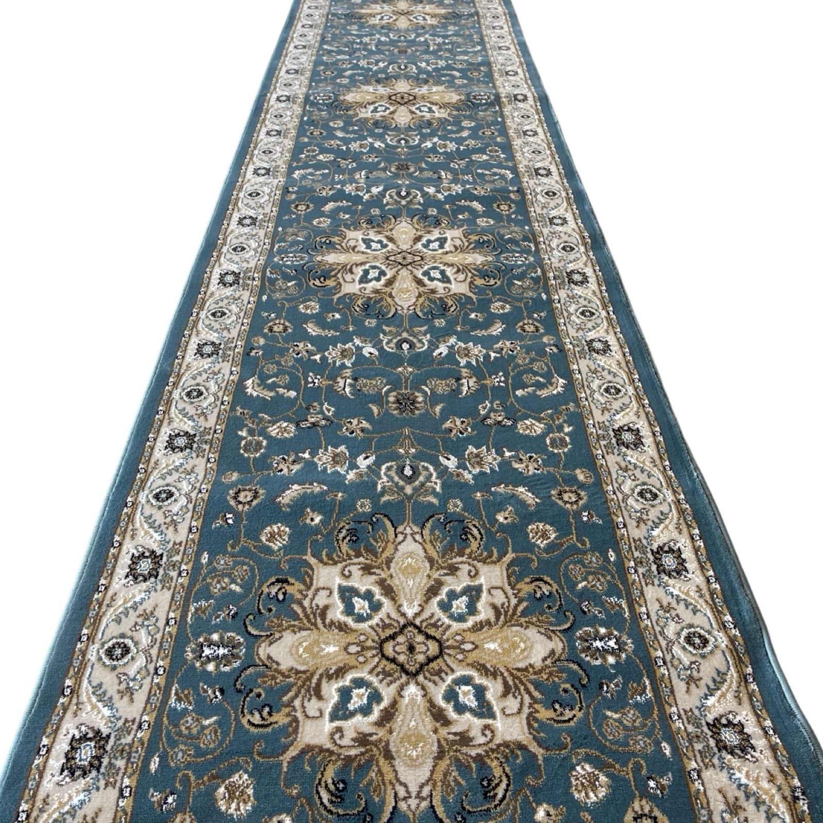 800 x 80cm Classic Persian Ardabil, Blue Runner Rug