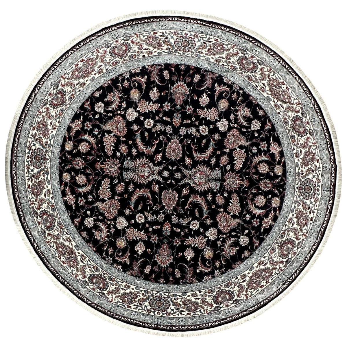 Kashan Collection Round Rug – All-Over Floral (Afshan) Design