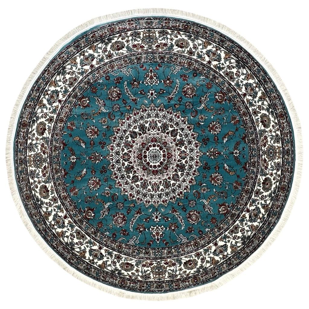 Kashan Collection Round Rug – Rosette Medallion Design