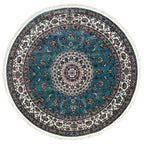 Kashan Collection Round Rug – Rosette Medallion Design