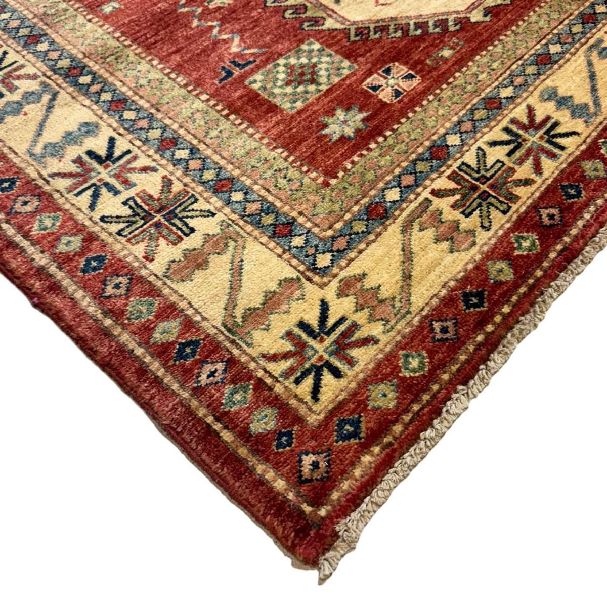 215 x 146 cm Hand Knotted Afghan Kazak Wool Rug