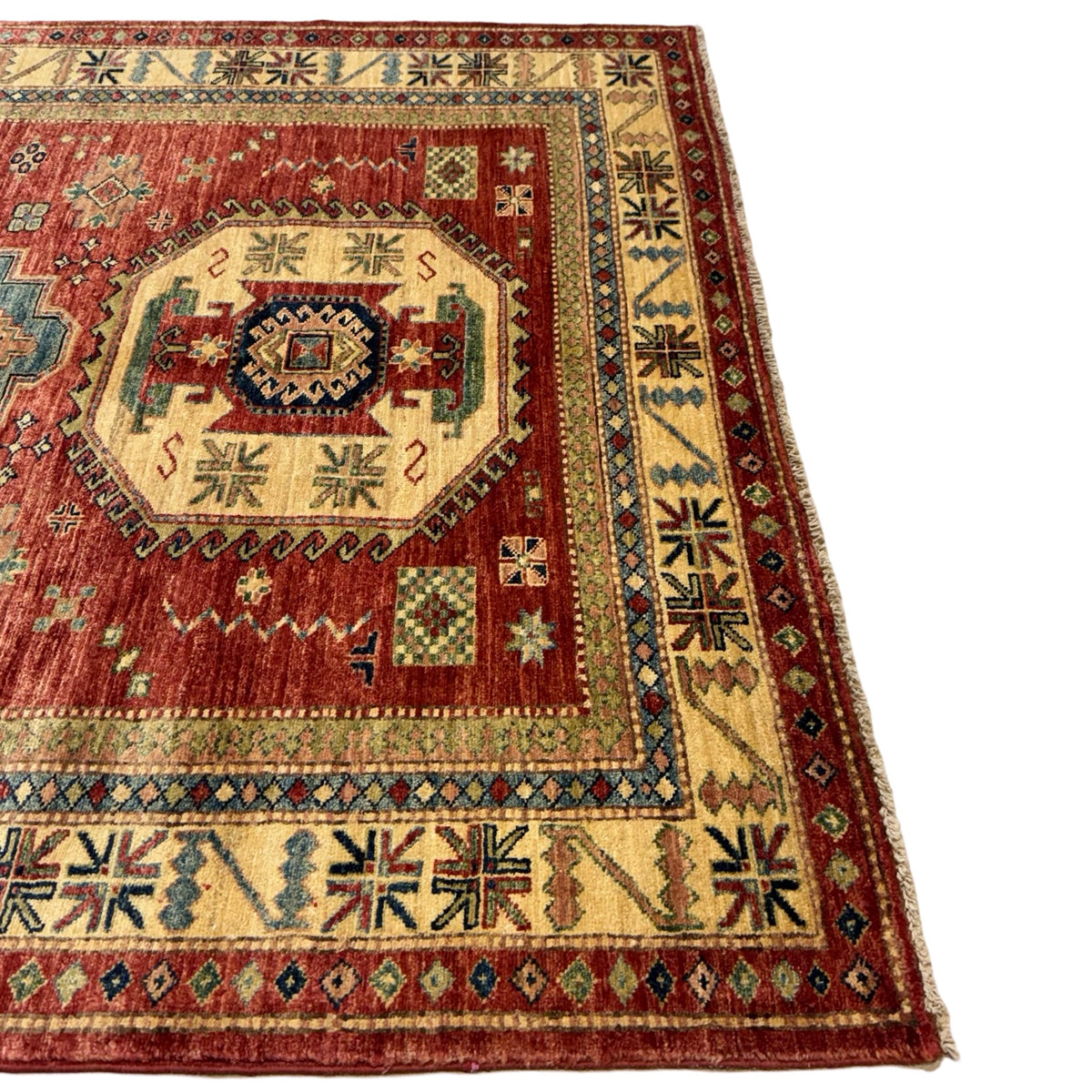 215 x 146 cm Hand Knotted Afghan Kazak Wool Rug