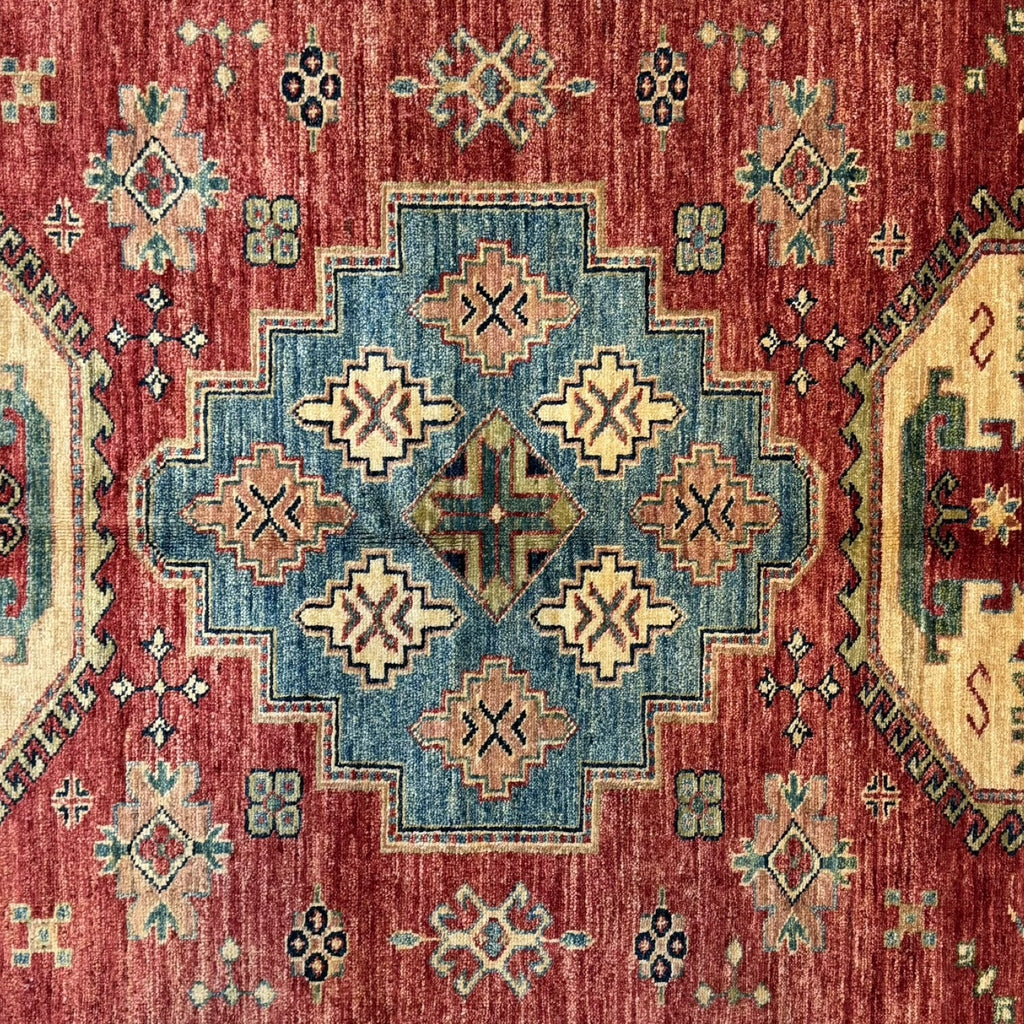 215 x 146 cm Hand Knotted Afghan Kazak Wool Rug