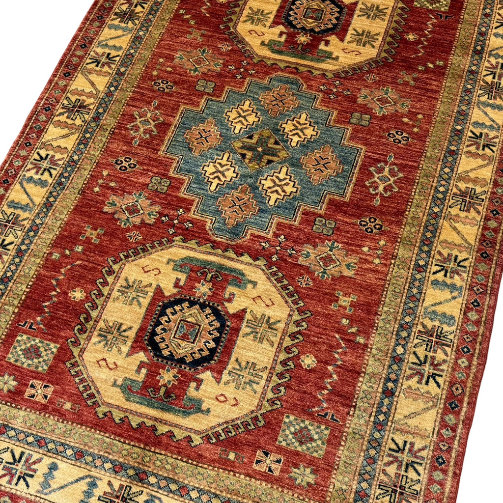 215 x 146 cm Hand Knotted Afghan Kazak Wool Rug