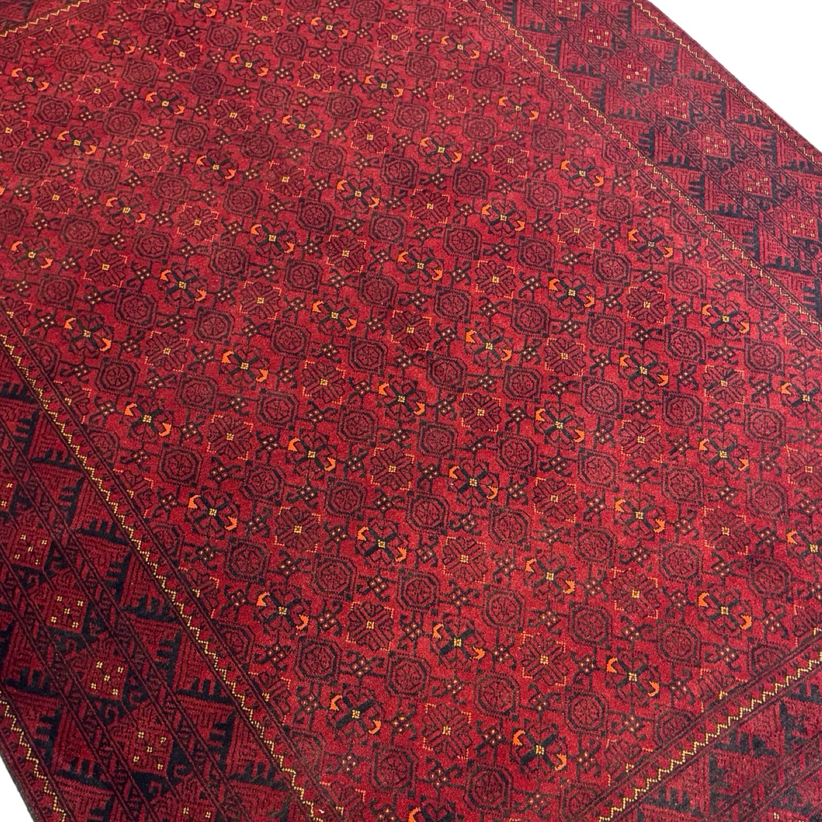 290 x 200 cm Hand-Knotted Turkmen Basiri Geometric Rug